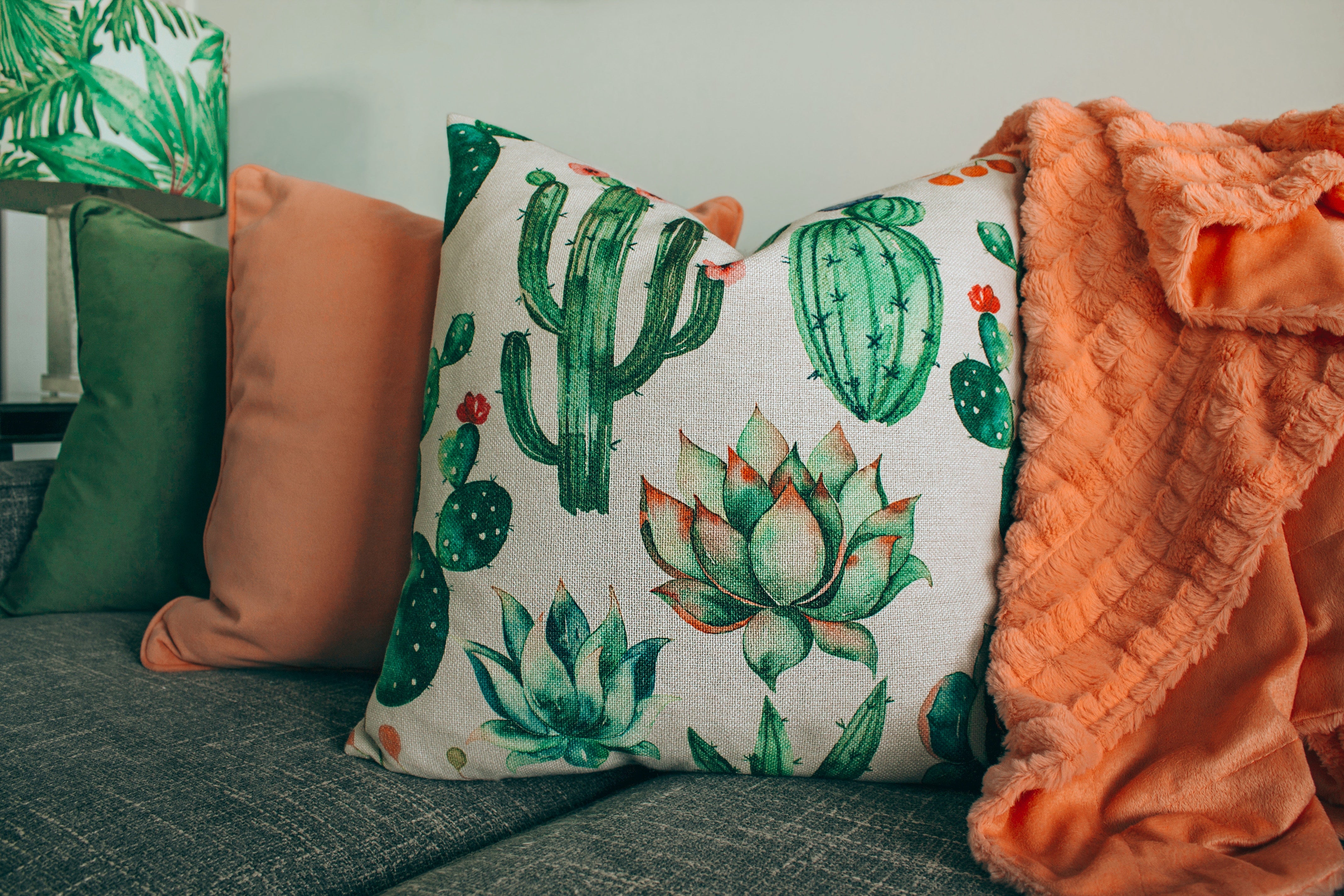 Aztec Cactus Throw Pillow